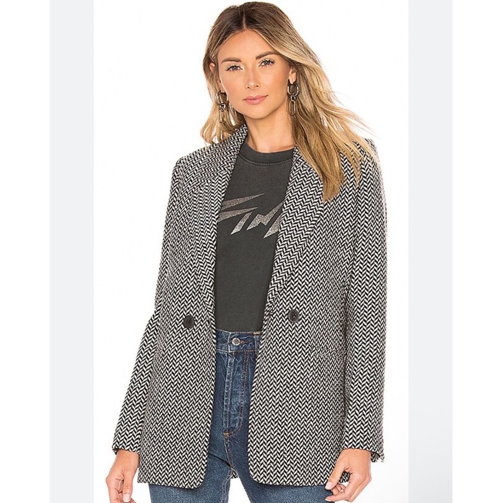 ANINE‎ BING Fishbone Blazer Houndstooth Size Medium Jacket